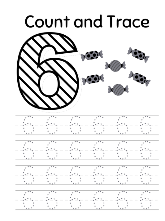 Trace Worksheet - Counting Sweets 0-10