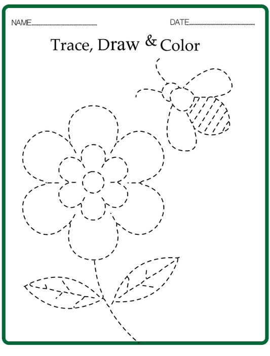 Trace Worksheet - Spring themed