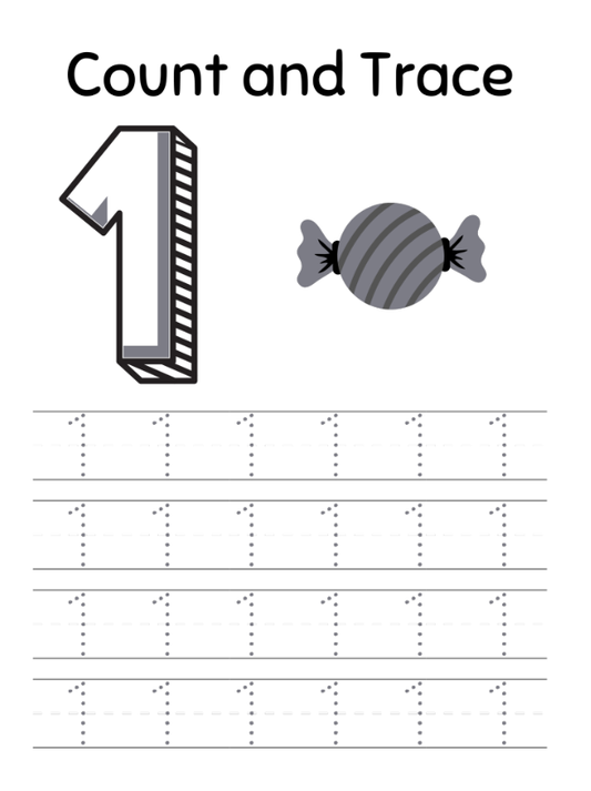 Trace Worksheet - Counting Sweets 0-10