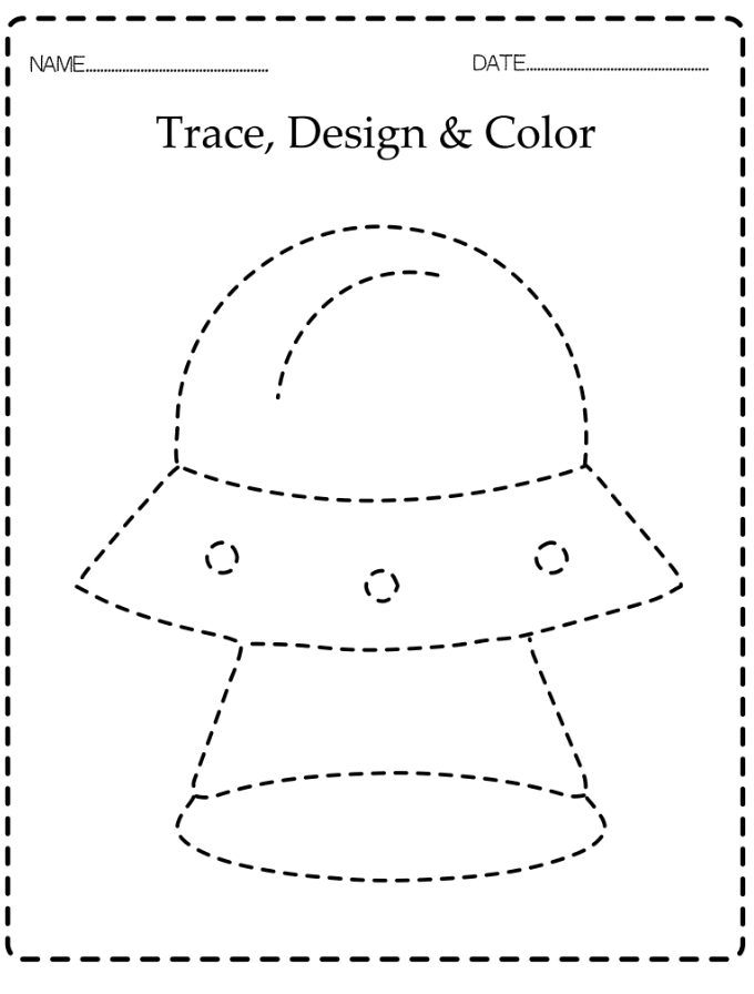 Trace Worksheet - Space Themed