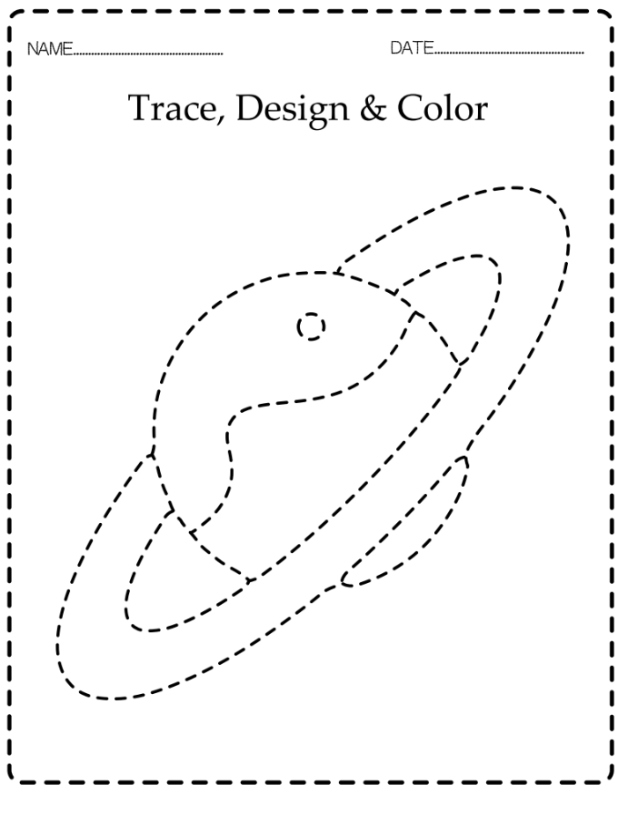 Trace Worksheet - Space Themed