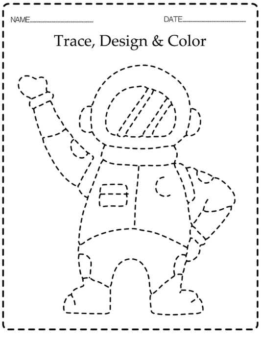 Trace Worksheet - Space Themed