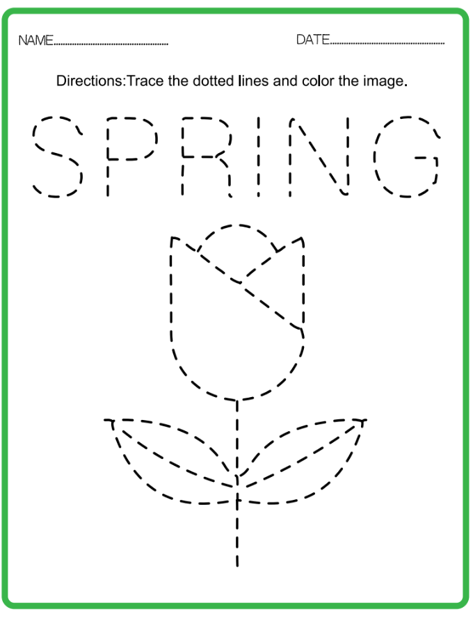 Trace Worksheet - Spring themed