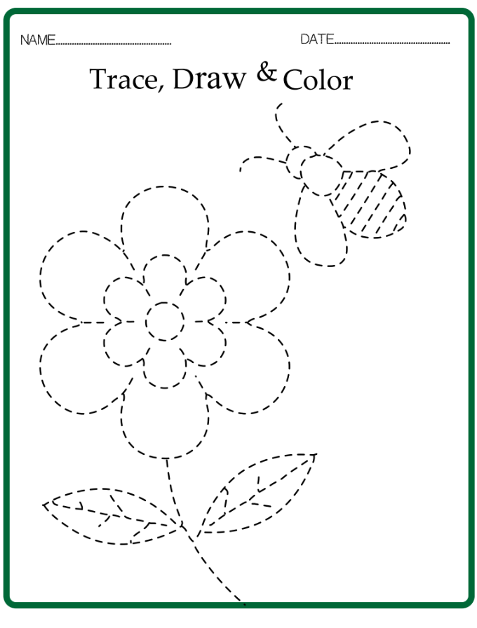 Trace Worksheet - Spring themed