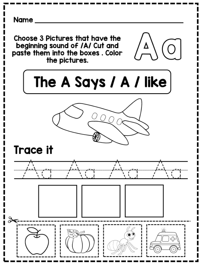 Beginning Sounds - A-Z Colour, Cut and Paste