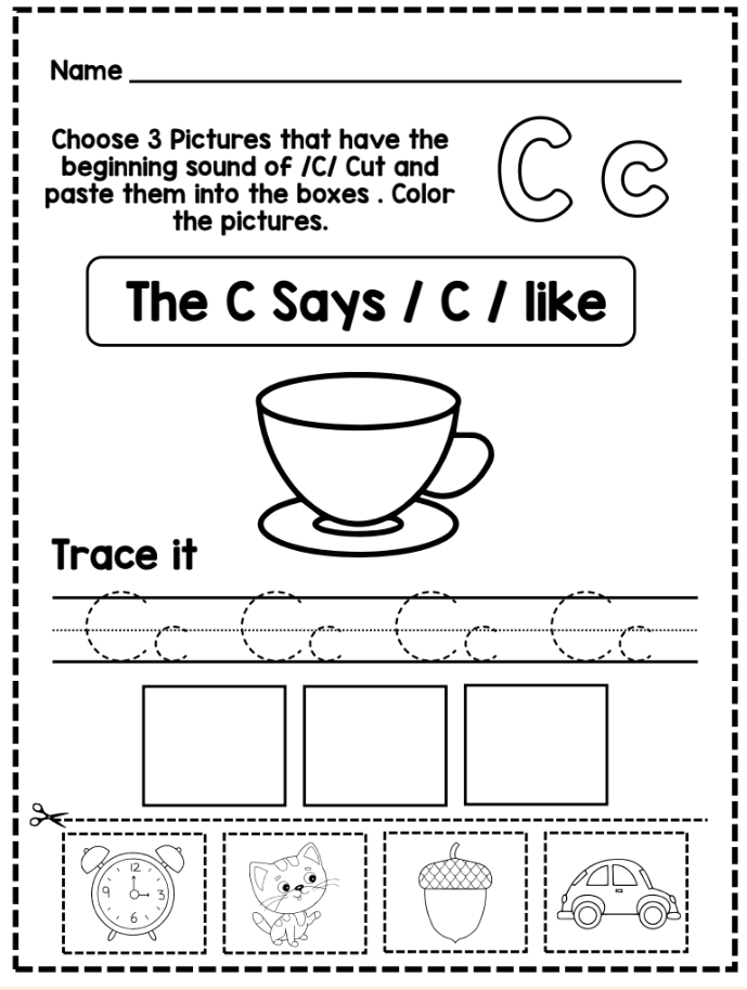 Beginning Sounds - A-Z Colour, Cut and Paste
