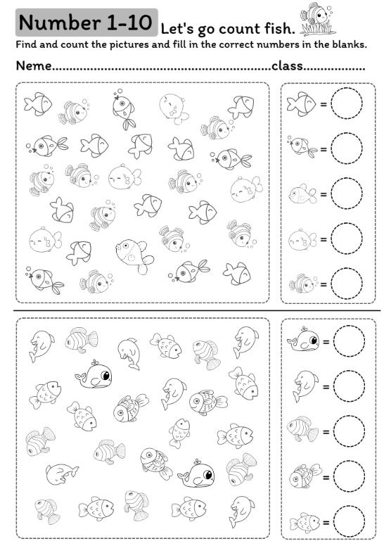 Lets Count  1-10 work sheets