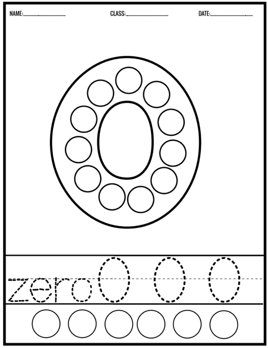 Number Dot Marking Worksheets - 0-10