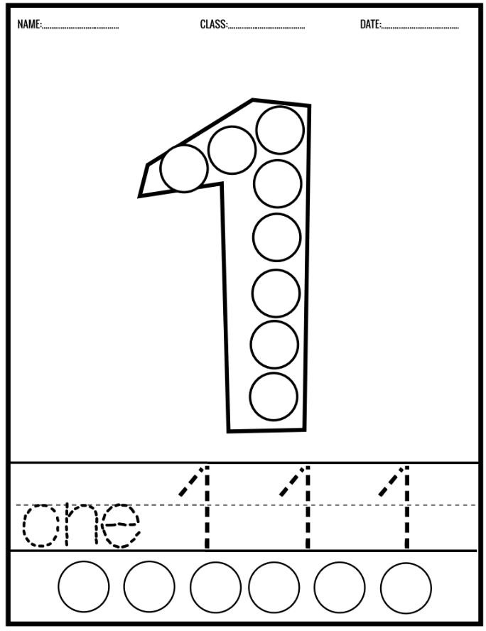 Number Dot Marking Worksheets - 0-10