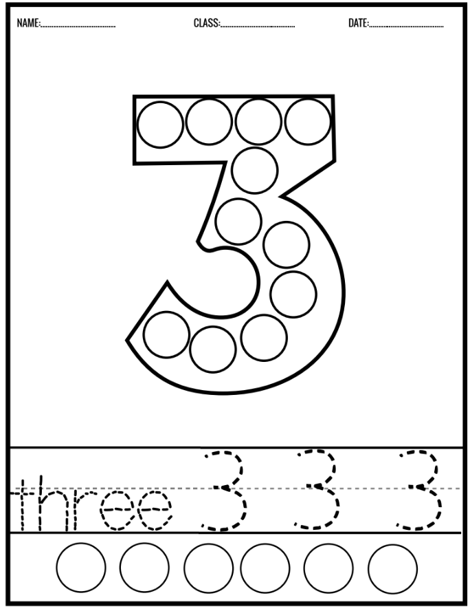Number Dot Marking Worksheets - 0-10